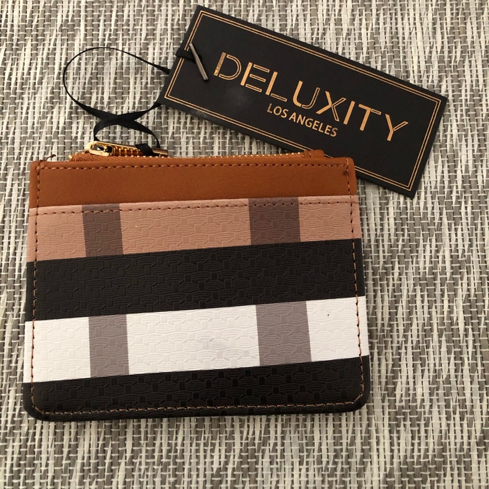 Deluxity Los Angeles Color Block Card & Coin Mini ID Pouch NWT Vegan